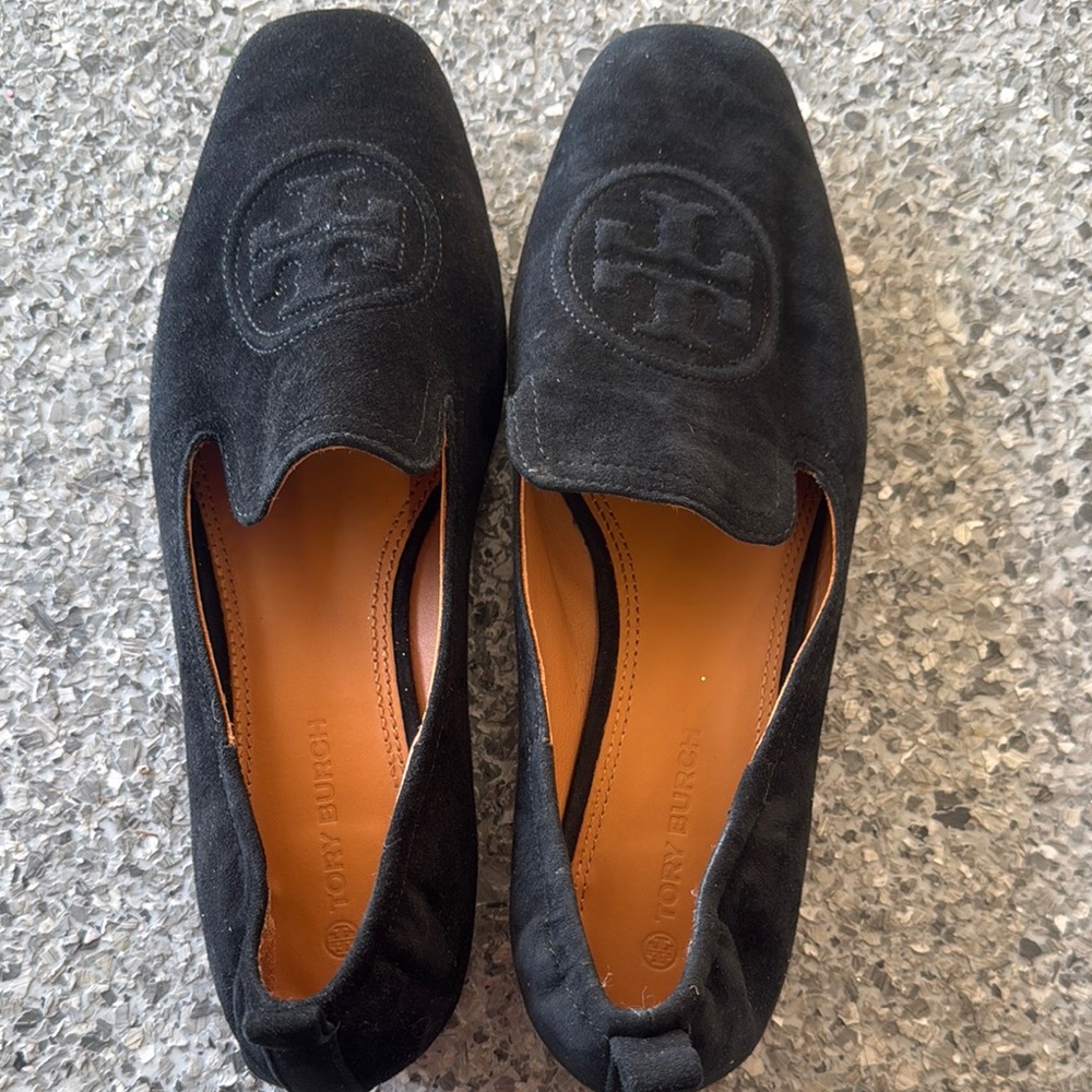 Tory Burch Black Suede Loafers